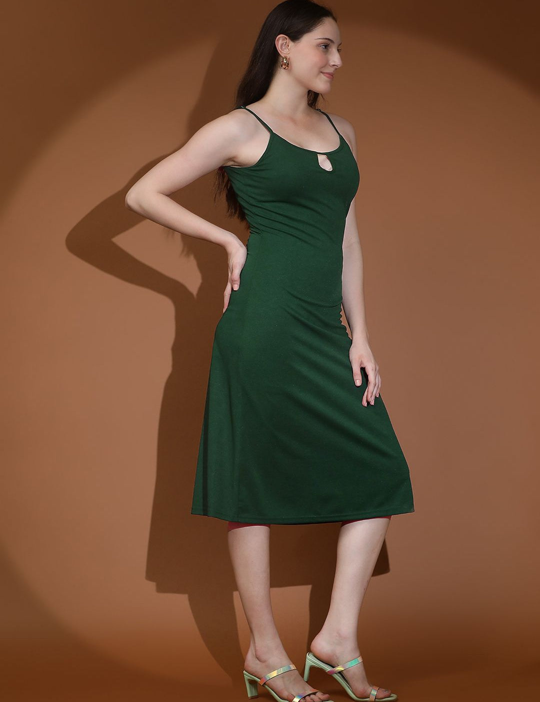 Kotty Women Solid A-Line Midi Dress