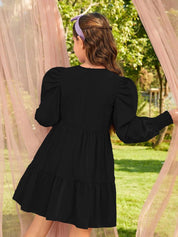 Kotty Girls Puff Sleeves Fit & Flare Dress