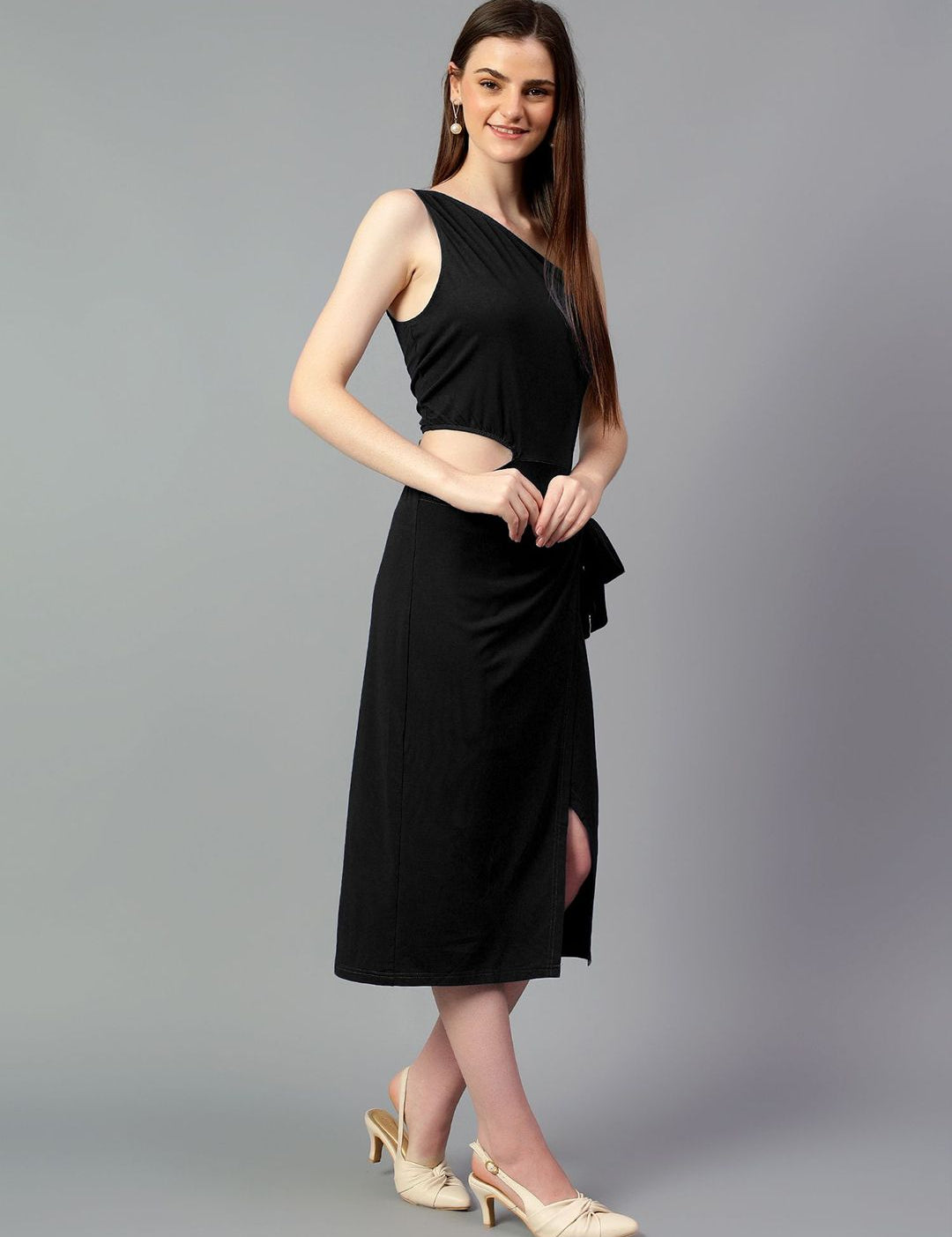 Kotty One Shoulder Sheath Midi Dress