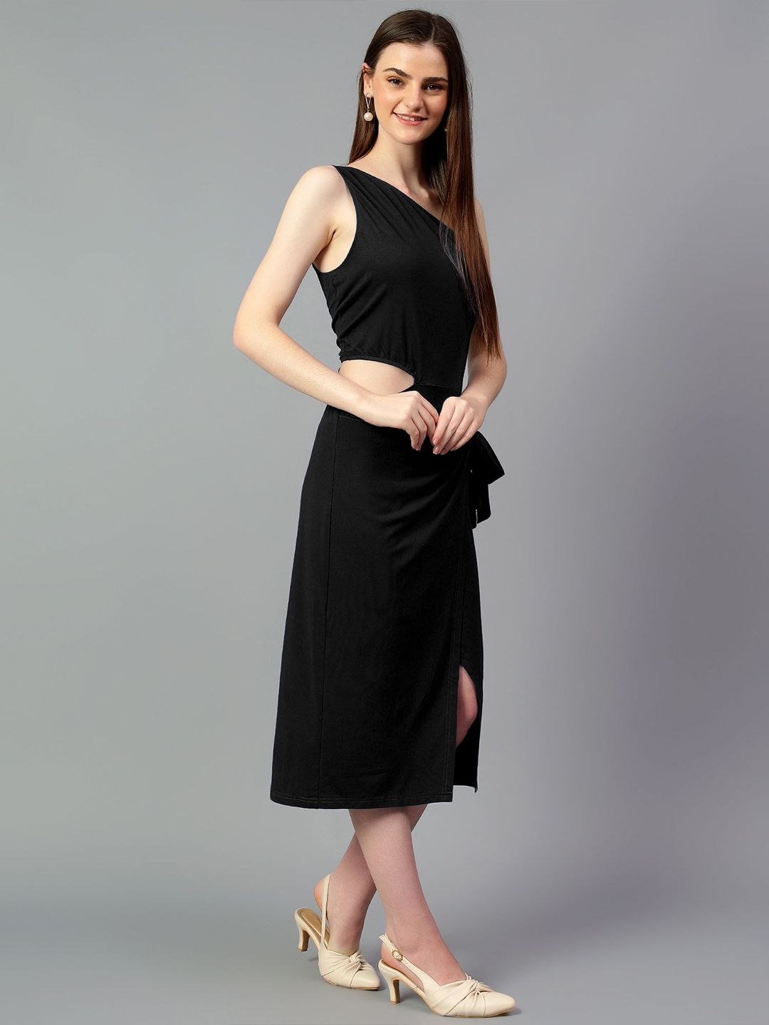 Kotty One Shoulder Sheath Midi Dress