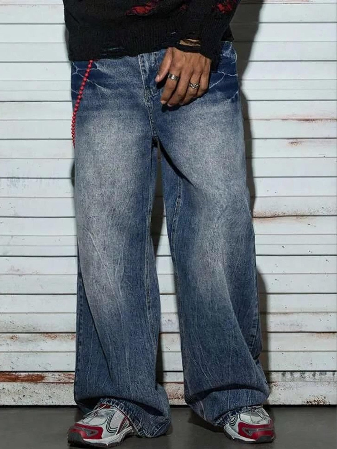 Kotty Men Wide Leg Low-Rise Light Fade Stretchable Jeans