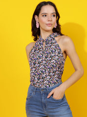 Kotty Floral Print Halter Neck Top