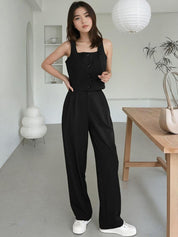 Kotty Black Square Neck Sleeveless Top With Skirt 