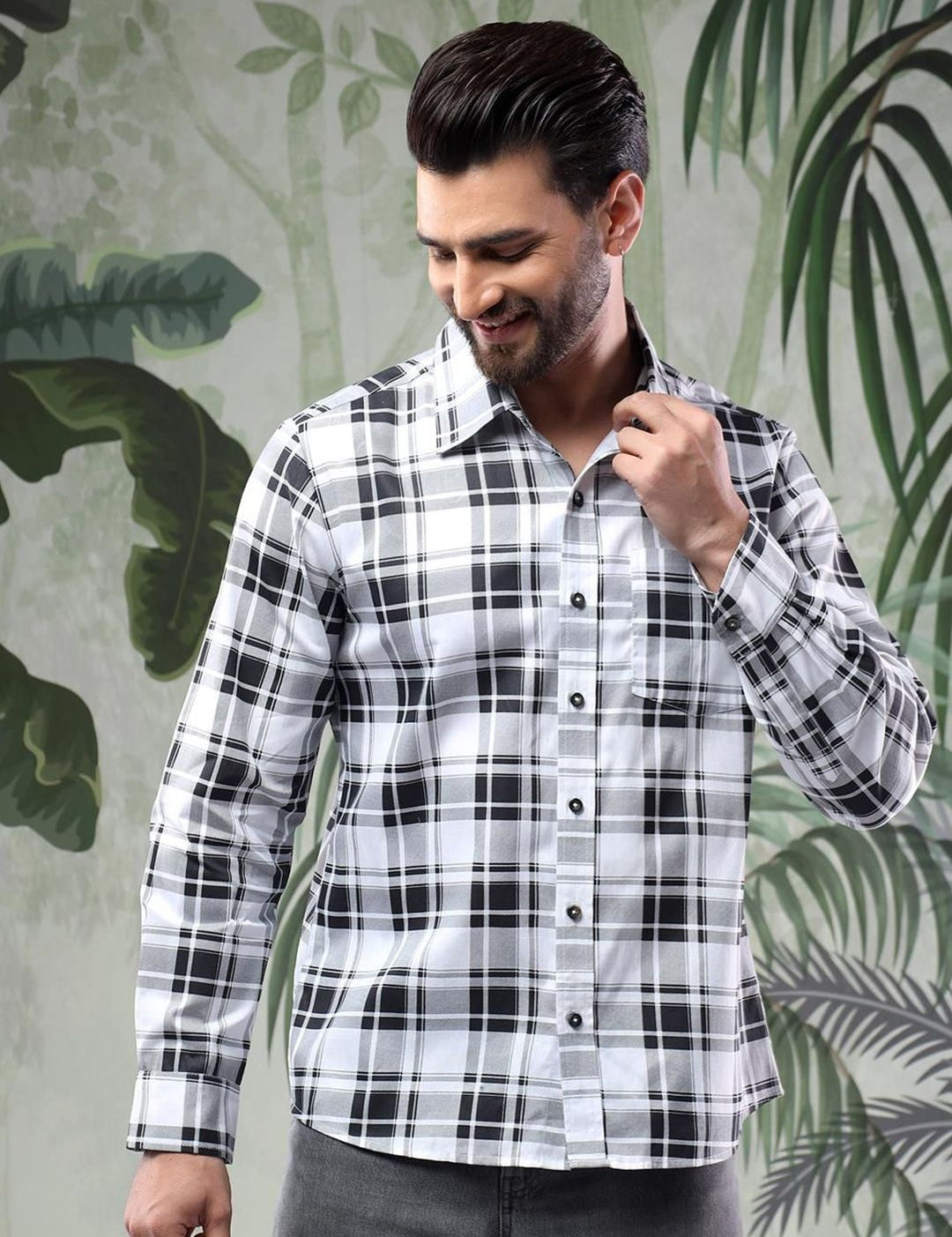Kotty Men Tartan Checks Opaque Checked Casual Shirt