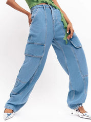 Kotty Women Jean Wide Leg High-Rise Stretchable Jeans