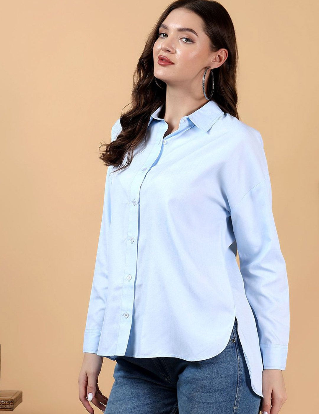 Kotty Women Spread Collar Long Sleeves Shirt