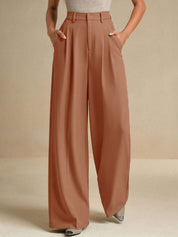 Kotty Women Wide Leg High-Rise Pleated Trousers