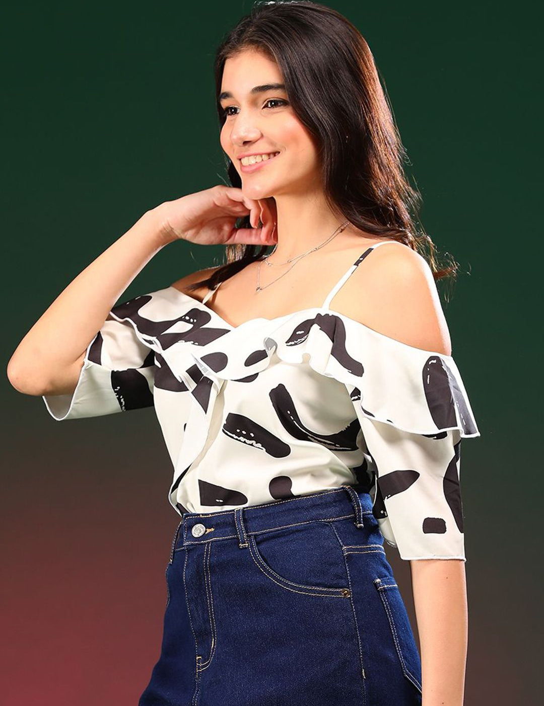 Kotty Women Abstract Printed Shoulder Straps  Top