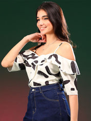 Kotty Women Abstract Printed Shoulder Straps  Top