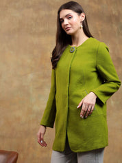 Kotty Solid Round Neck Overcoat