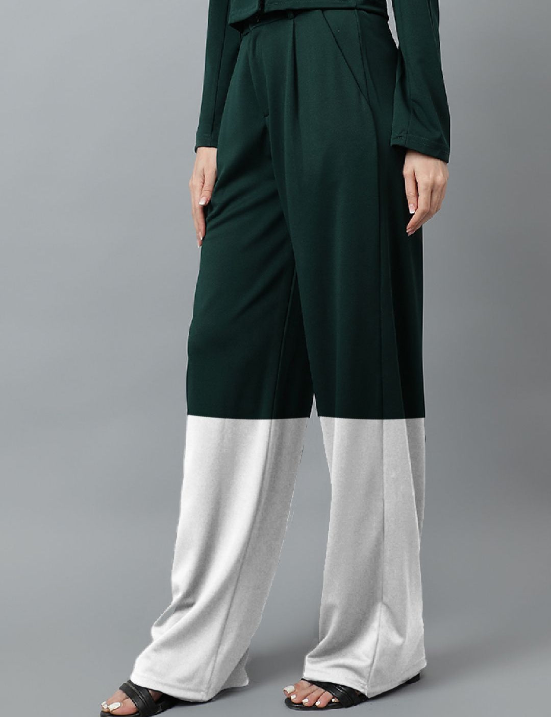 Kotty Women Colourblocked High-Rise Easy Wash Trousers