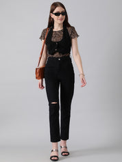 Kotty Women Slim Fit High-Rise Slash Knee Stretchable Jeans