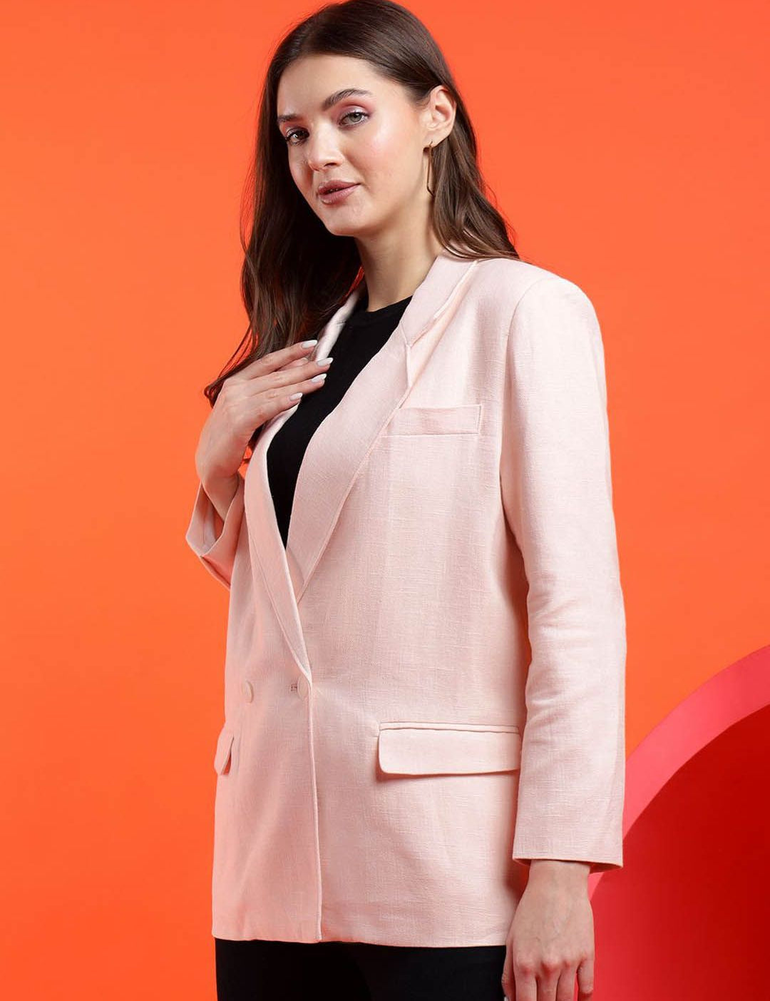Kotty Women Solid Notched Lapel Overcoat