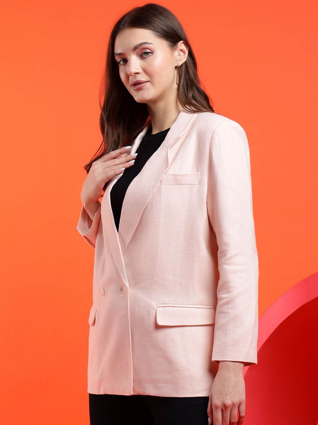 Kotty Women Solid Notched Lapel Overcoat