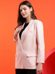 Kotty Women Solid Notched Lapel Overcoat