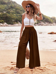 Kotty Women Relaxed Straight Leg High-Rise Pleated Wide Leg Trousers