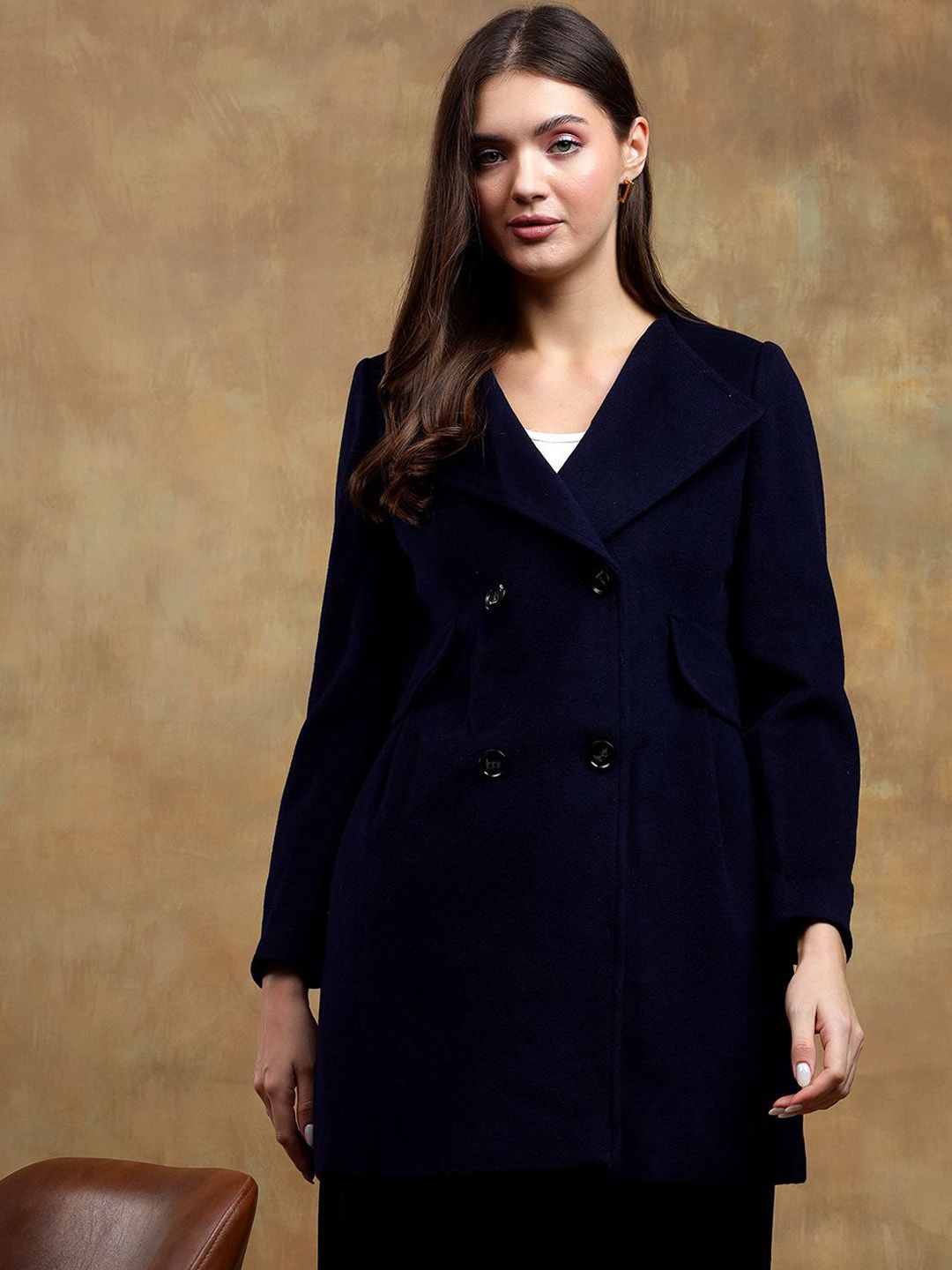 Kotty Women Solid Notched Overcoat