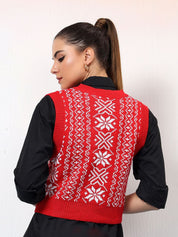 Kotty Women Printed Crop Sweater Vest