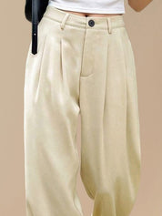 Kotty Women Textured Straight Fit High-Rise Pleated Trousers