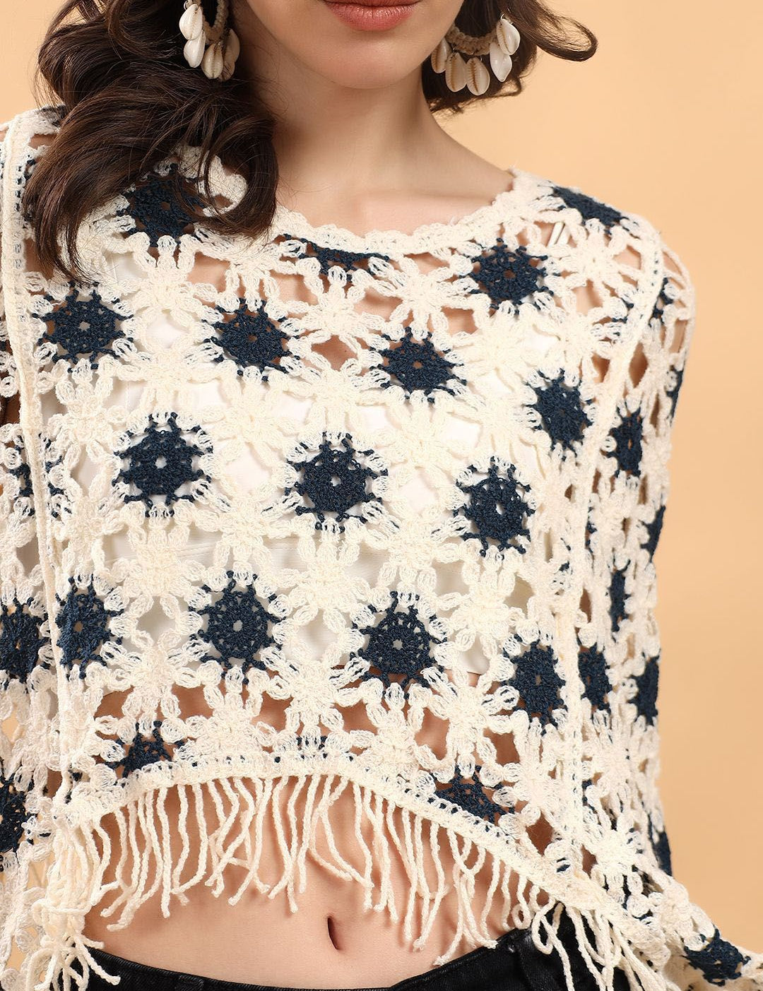 Kotty Embellished Print Cotton Top