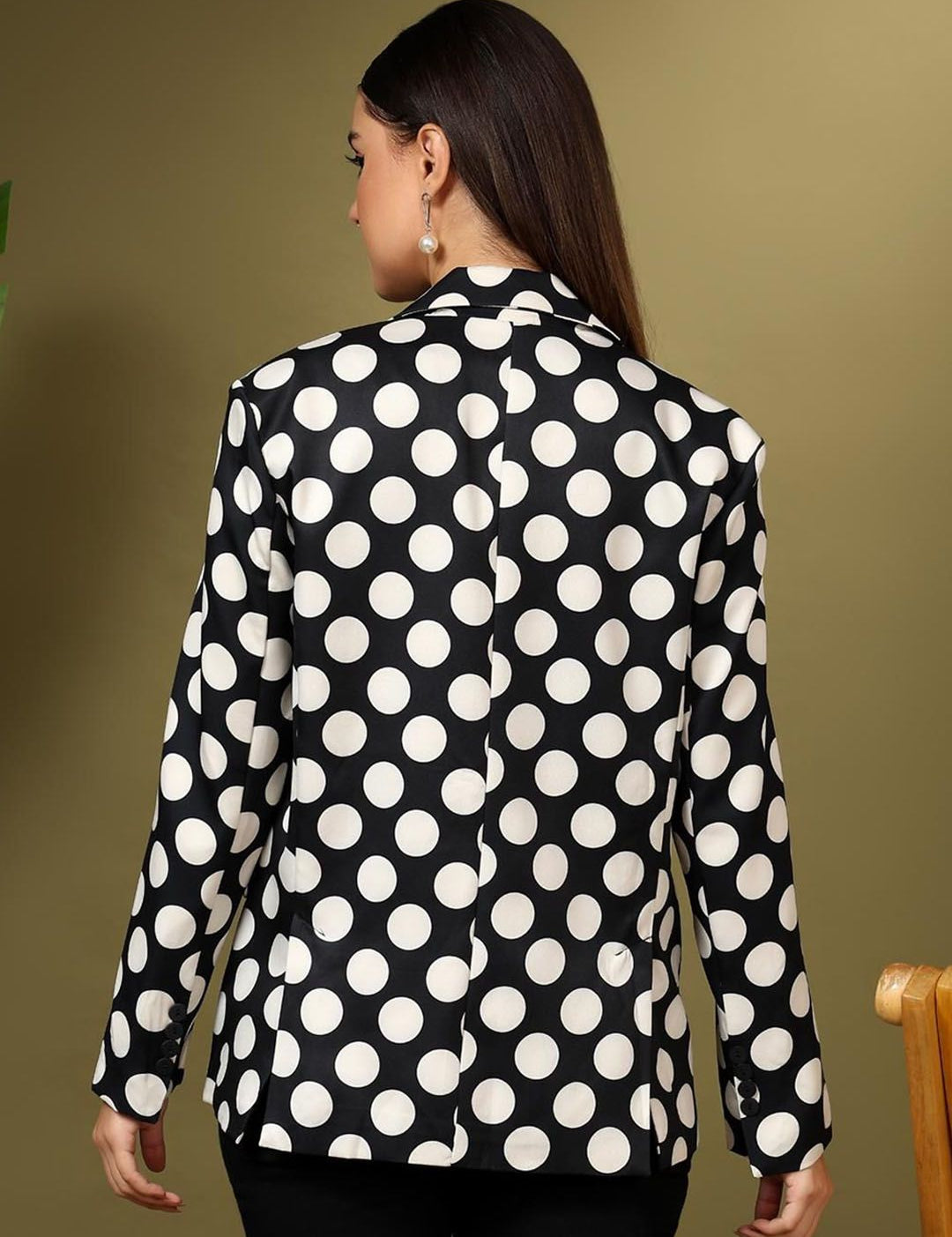 Kotty Printed Notched Lapel Single Breasted Blazer