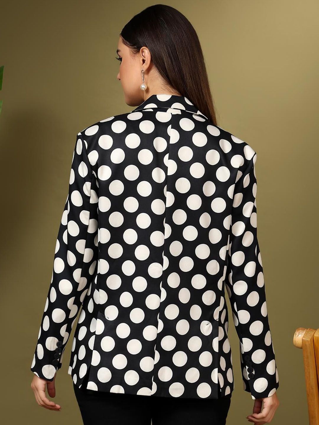 Kotty Printed Notched Lapel Single Breasted Blazer