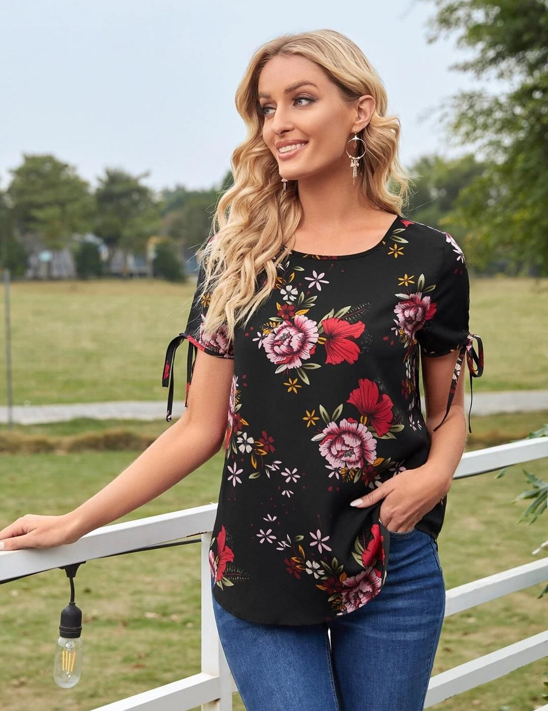 Kotty Floral Print Crepe Top