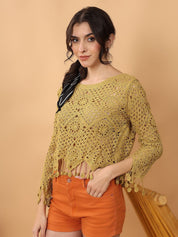 Kotty Women Embellished Cotton Regular Top