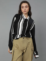 Kotty Women Opaque Striped Casual Oversized Shirt