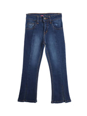 Kotty Girls Bootcut High-Rise Light Fade Stretchable Cotton Jeans With Ankle Slit