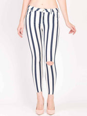 Kotty Women Striped Skinny Fit Low-Rise Stretchable Jeans