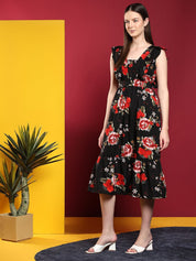 Kotty Print Crepe Fit & Flare Midi Dress