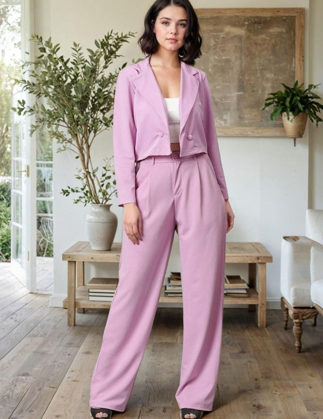 Kotty Lapel Collar Long Sleeves Coat With Trouser 