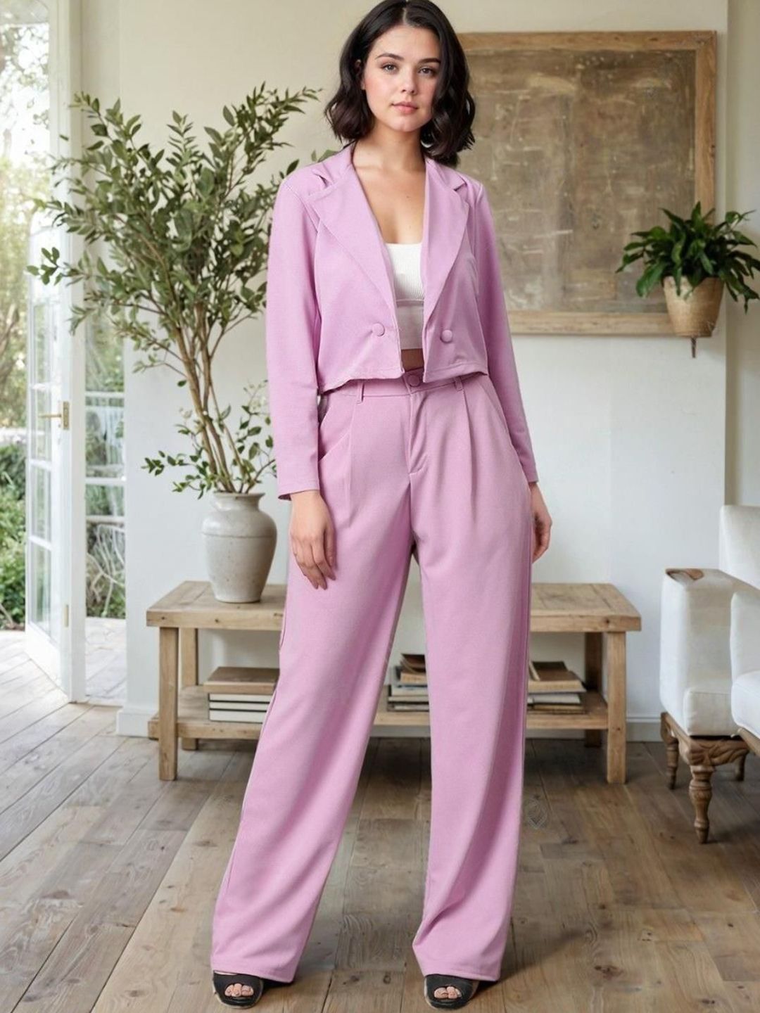 Kotty Lapel Collar Long Sleeves Coat With Trouser 