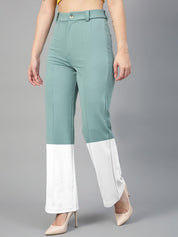 Kotty Women Colourblocked Straight Fit High-Rise Trousers