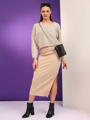 Kotty Women Cotton Cable Knit Crop Pullover