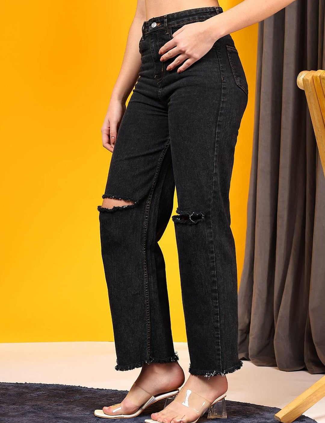 Kotty Women Wide Leg High-Rise Stretchable Regular Jeans
