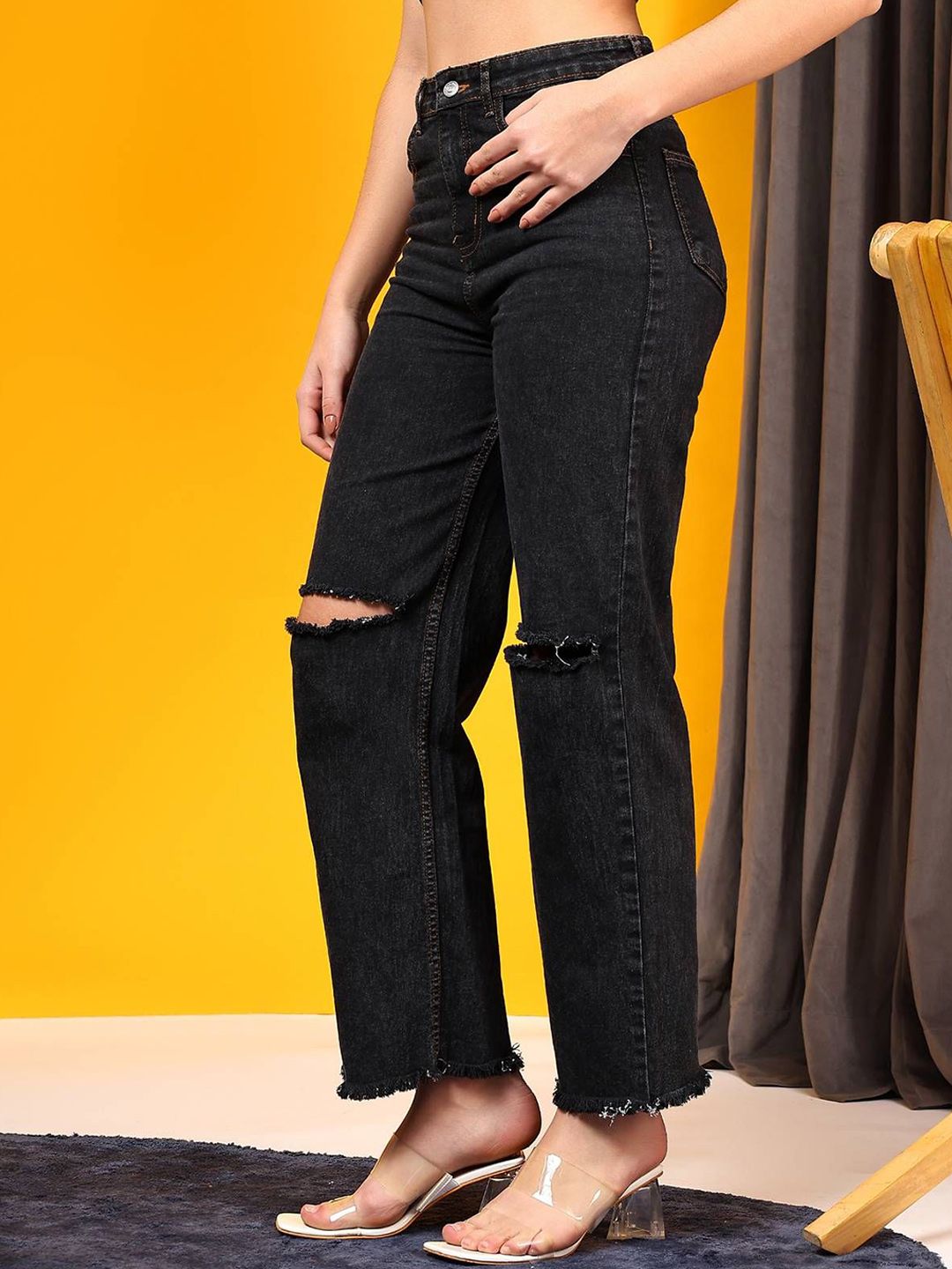 Kotty Women Wide Leg High-Rise Stretchable Regular Jeans