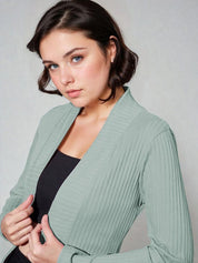 Kotty Shawl Collar Long Sleeves Longline Open Front Shrug