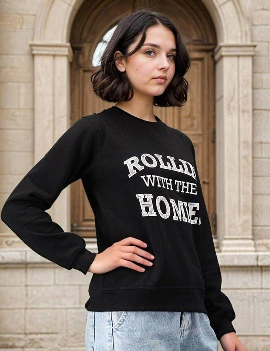 Kotty Women Typography Printed Full Sleeve Sweatshirt