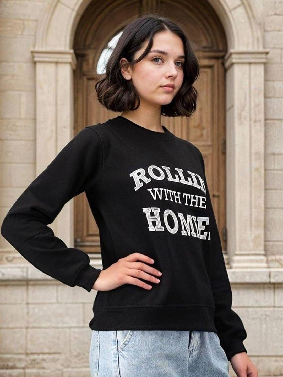 Kotty Women Typography Printed Full Sleeve Sweatshirt