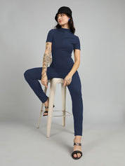 Kotty Women Mock Neck Basic Jumpsuit