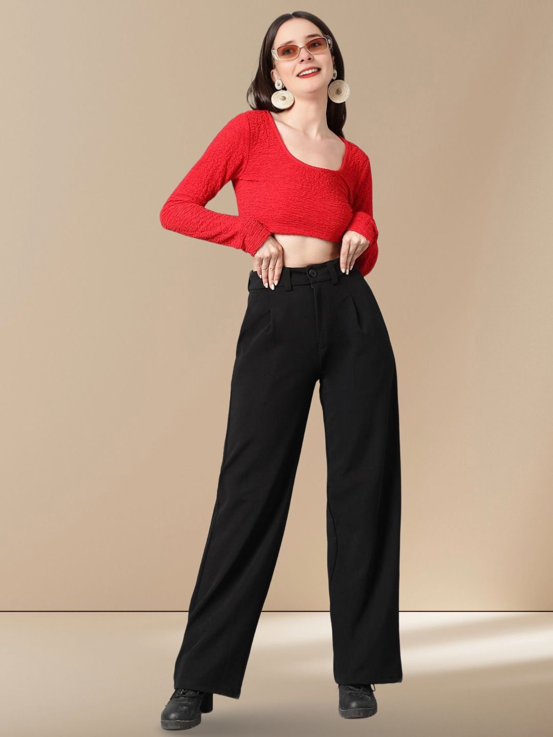 Kotty Women Straight Fit High-Rise Trousers