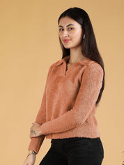 Kotty Women Shirt Collar Crop Pullover