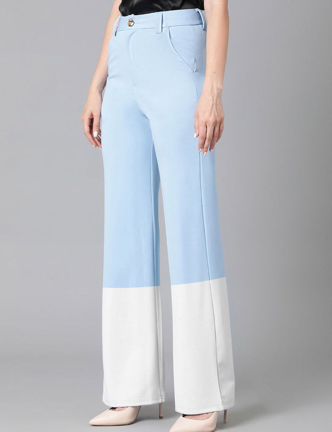 Kotty Women Colourblocked Straight Fit High-Rise Easy Wash Trousers