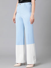 Kotty Women Colourblocked Straight Fit High-Rise Easy Wash Trousers