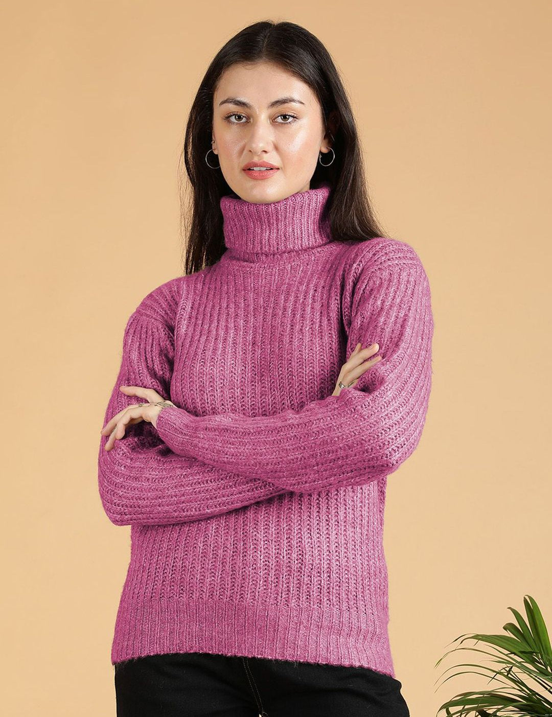 Kotty Women Cotton Turtle Neck Pullover Sweaters