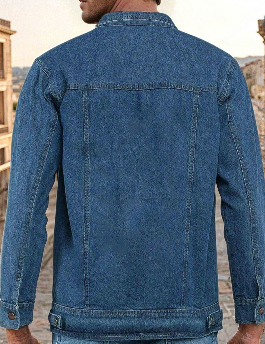 Kotty Men Solid Spread Collar Denim Jacket