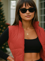 Kotty Women Stand Collar Solid Lightweight Puffer Jacket