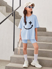 Kotty Girls Graphic Printed Round Neck Cotton Oversized T-shirt